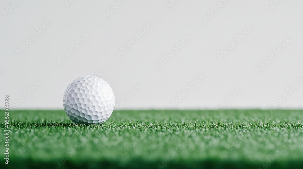 Obraz premium Tiny Golf Ball on Artificial Grass Background with Minimalist Style