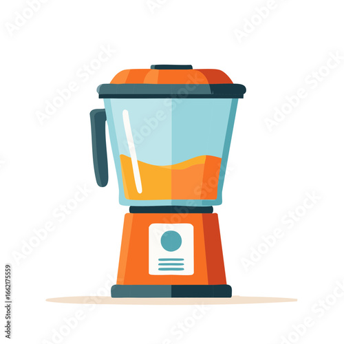 Orange electric blender with drink inside illustration style design