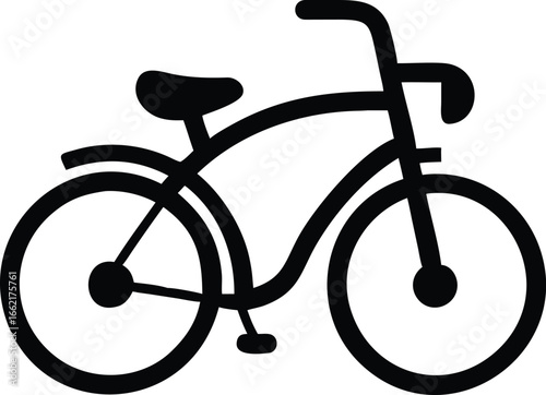 Classic black bicycle silhouette on a clean white background