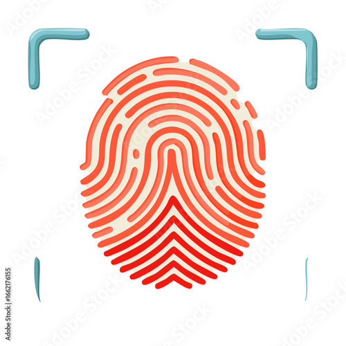 Red Fingerprint Scan Icon Biometric Identification Security System Graphic