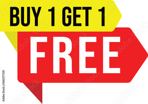 Buy 1 Get 1 Free Offer Sign – Eye-Catching Promotional Graphic for Retail and E-commerce