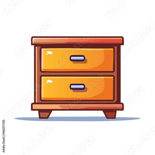 Cartoonish Two-Drawer Nightstand with Wooden Frame and Simple Pulls for Furniture Designs