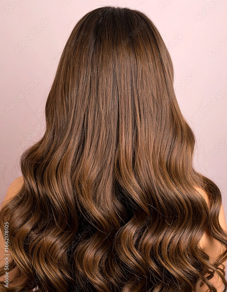 Fototapeta premium Back view of wavy brown hair