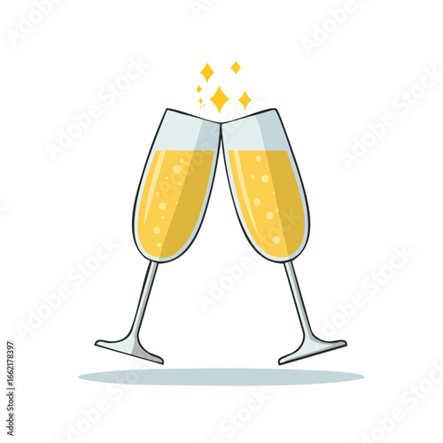 Toasting with Sparkling Champagne Glasses Celebration Vector Illustration