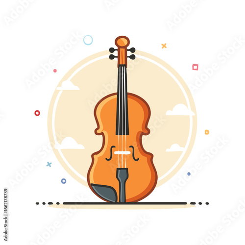 Vibrant Violin Icon A Musical Instrument Illustration for Concerts and Orchestral Performances