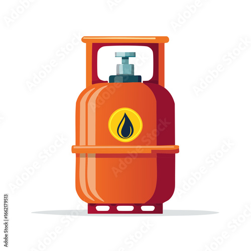 Orange Propane Gas Tank Vector Illustration for Fuel Energy Supply