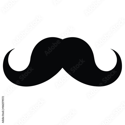 Black handlebar mustache facial hair iconic