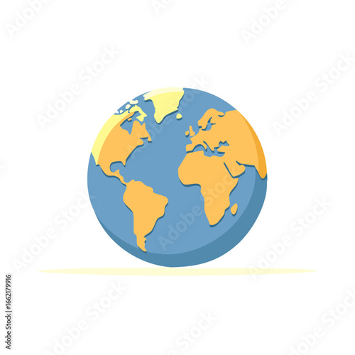 Stylized Global Globe Depicting Continents Flat Vector Illustration