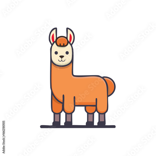 Cartoon Llama Illustration Orange Alpaca Animal Graphic Design Icon