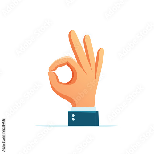 Hand Gesture Making an Okay Sign with Business Attire Sleeve Expressing Positive Agreement