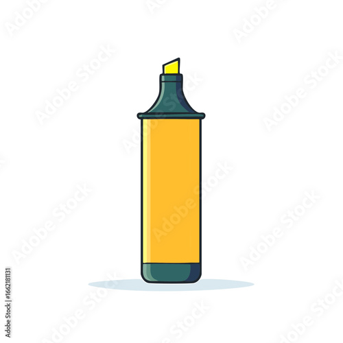 Yellow Highlighter Illustration Graphic, Bright Stationery Marker for Studying and Writing