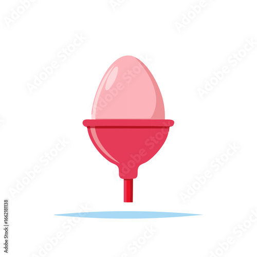 Graphic of a Pink Egg Served in Red Egg Cup for Healthy Breakfast Meal Prep Illustration