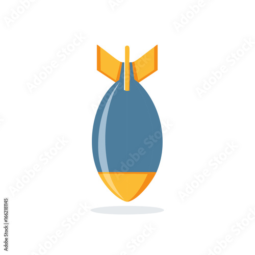 Illustration of a gray cartoon bomb with orange fins and tip, standing vertically on a white surface.