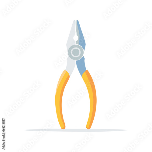 Illustration of combination pliers with yellow handles offering versatility for gripping cutting bending and twisting fasteners materials