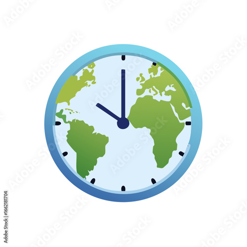 Depiction of Time around the Globe Clock with Earth Map Design on its Face Symbolic Visual