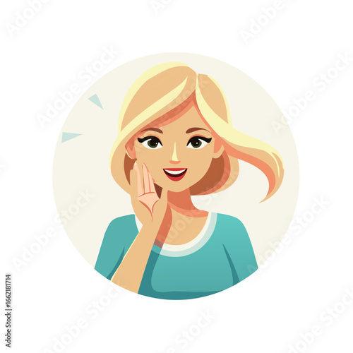 Cartoon Woman Whispering a Secret Expressing Surprise Emotion Illustration