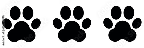 Paw icon collection.paw print sign and symbol. dog or cat paw. A paw print with a white background showing animal footprint and claw marks.