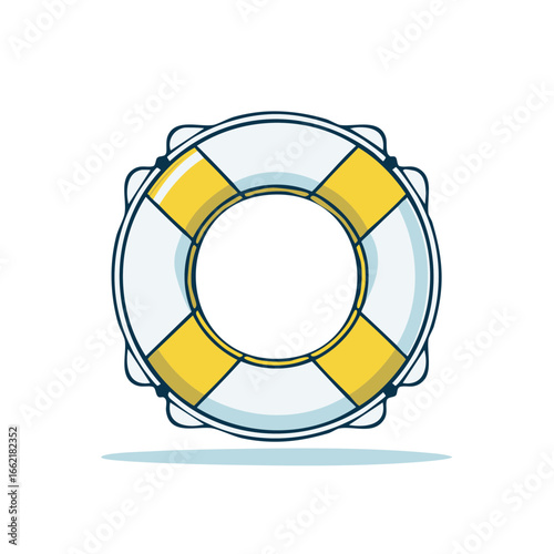 Graphic Lifebuoy Swimming Aid Icon for Water Rescue Safety Cartoon Style