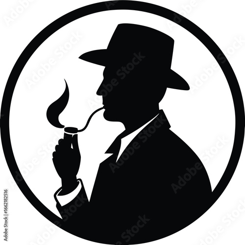 Gentleman smoking pipe silhouette vector