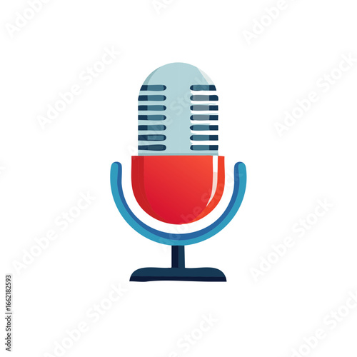 Retro Microphone Illustration: Vintage Style Broadcasting, Podcasting Equipment on White