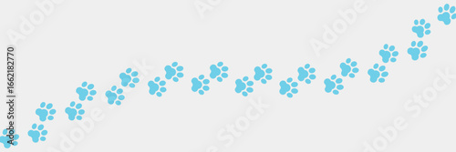 Paw vector foot trail print of cat. Dog, puppy silhouette animal diagonal tracks for t-shirts, backgrounds, patterns, websites, showcases design, greeting cards, animal child prints