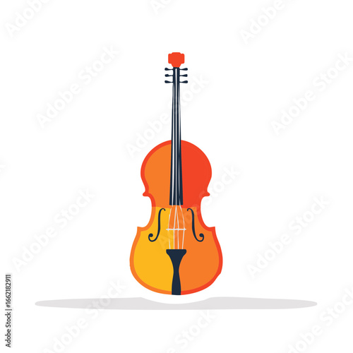 Vibrant cello illustration with orange hues and clean lines for creative music design projects