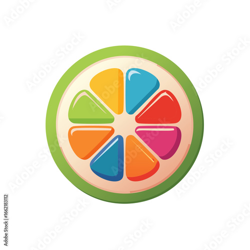 Colorful Sliced Circle Segments Illustration, Diverse Segments, Circular Composition, Vibrant Design, Sectioned Pattern