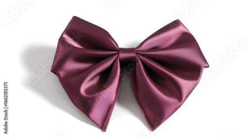Elegant Maroon Satin Bow Hair Clip Isolated on White Background