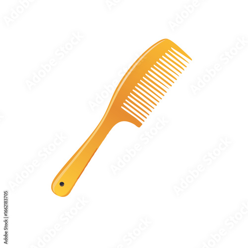 Yellow hair comb. Hairdressing equipment with teeth for personal grooming. Stylish and simple tool for hygiene and styling. Accessory for daily hair care.