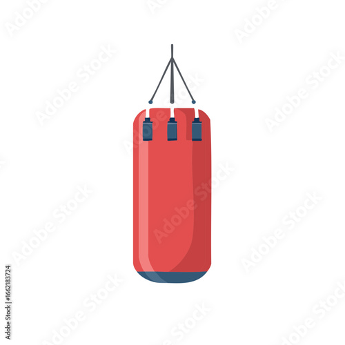 Hanging Red Punching Bag for Boxing and Fitness Activities in Gym Studio