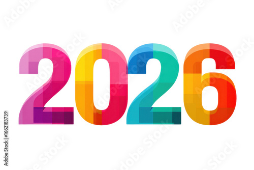 Happy New Year 2026 text design with Colorful