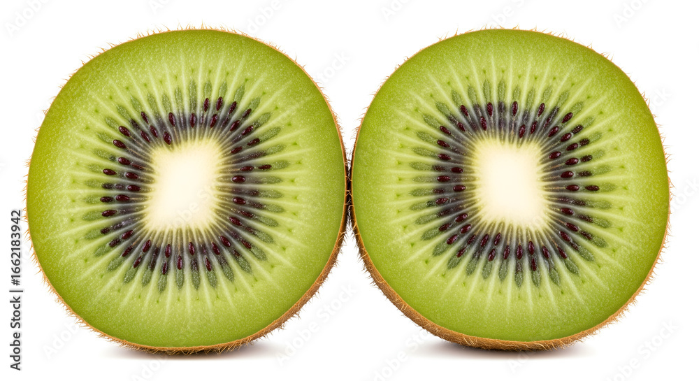 Fototapeta premium Two Halves of Fresh Kiwi Fruit, Close-up Studio Shot