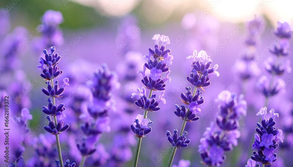 Naklejka premium Vibrant lavender field at sunset