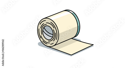 Adhesive Bandage Roll A Cartoon Illustration of First Aid Supplies for Minor Wounds and Injuries