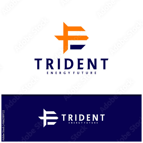Letter E F with Trident logo icon design vector design template inspiration