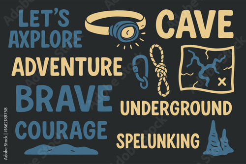 Cave Exploration Adventure: Spelunking Word Art