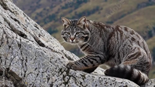 Andean Mountain Cat on a Rock Wildlife Video
