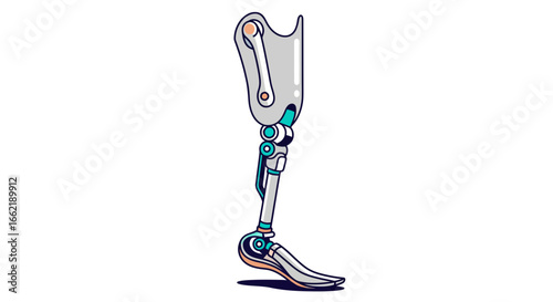 Advanced Prosthetic Leg with Modern Design and Futuristic Elements