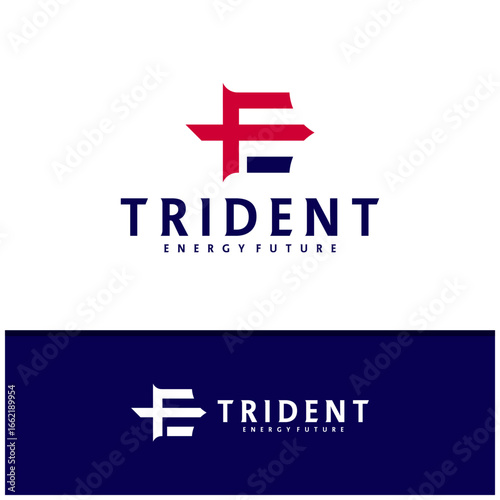 Letter E F with Trident logo icon design vector design template inspiration