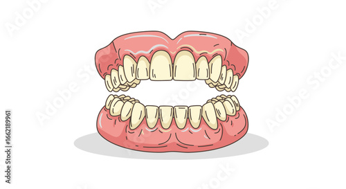 An Illustrated Dental Prosthesis on a White Background A Simplified View
