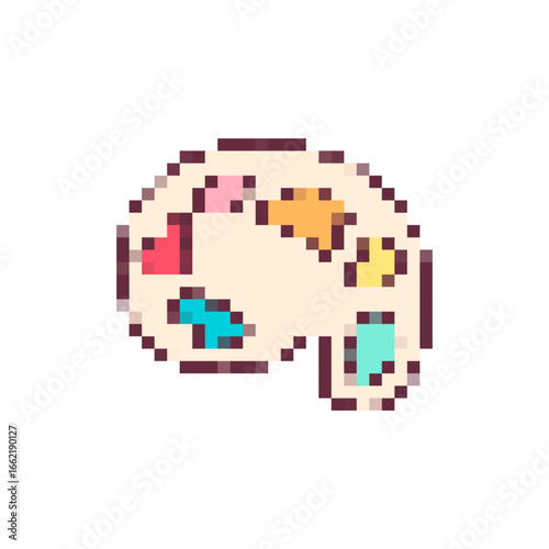 Pixel art palette with colorful paint. ideal for art lovers and digital design enthusiasts.