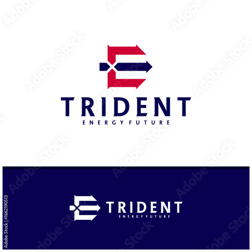 Letter E F with Trident logo icon design vector design template inspiration