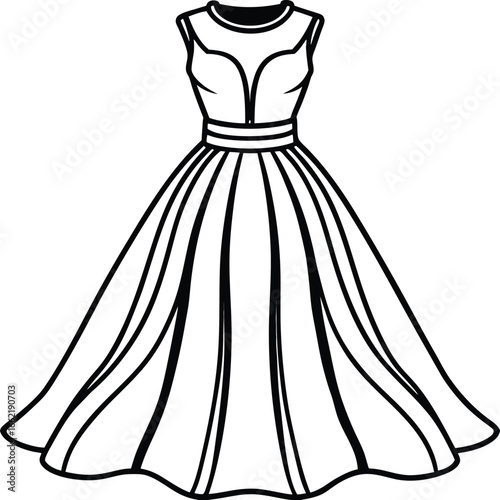 Vintage fashion illustration of a woman in a modest dress
