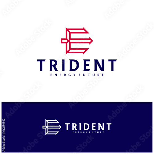 Letter E F with Trident logo icon design vector design template inspiration