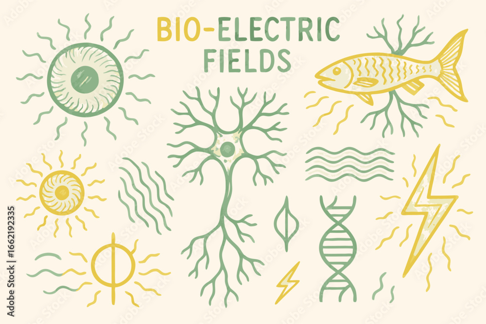 Fototapeta premium Bio-Electric Fields: Science, Nature, and Energy Elements