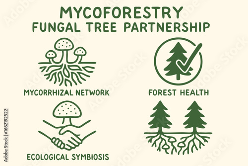 Mycoforrestry: Fungal Tree Partnership Icons for Forest Health and Ecological Symbiosis