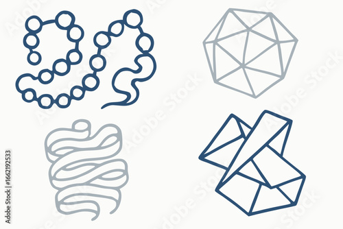Abstract Geometric Shapes in Blue and Gray