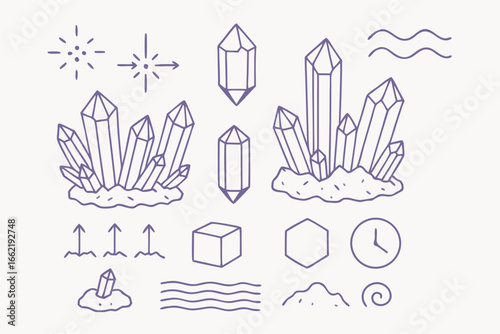 Minimalist Crystal and Shape Icon Set