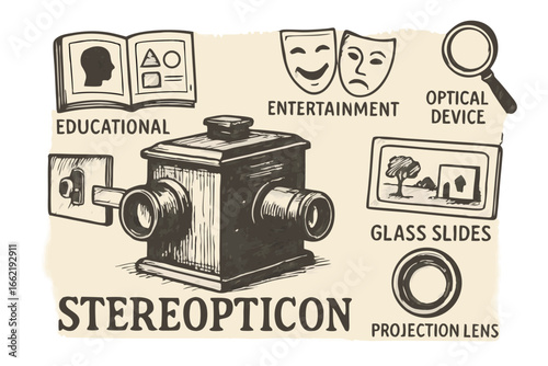 Stereopticon Vintage Device, Educational Entertainment Technology