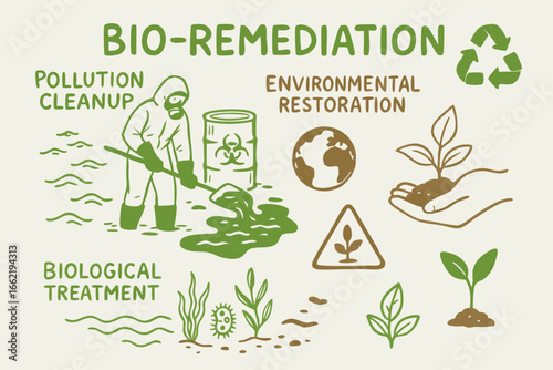 Bio-Remediation and Environmental Cleanup Concept Illustration